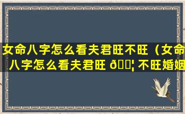 女命八字怎么看夫君旺不旺（女命八字怎么看夫君旺 🐦 不旺婚姻）